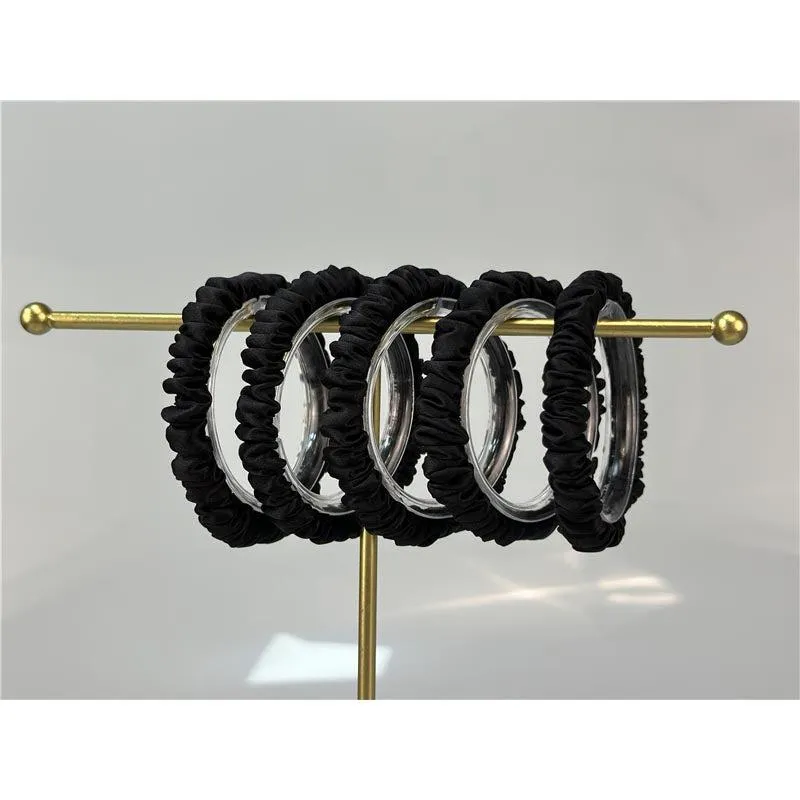Black silk scrunchies mini - In Stock