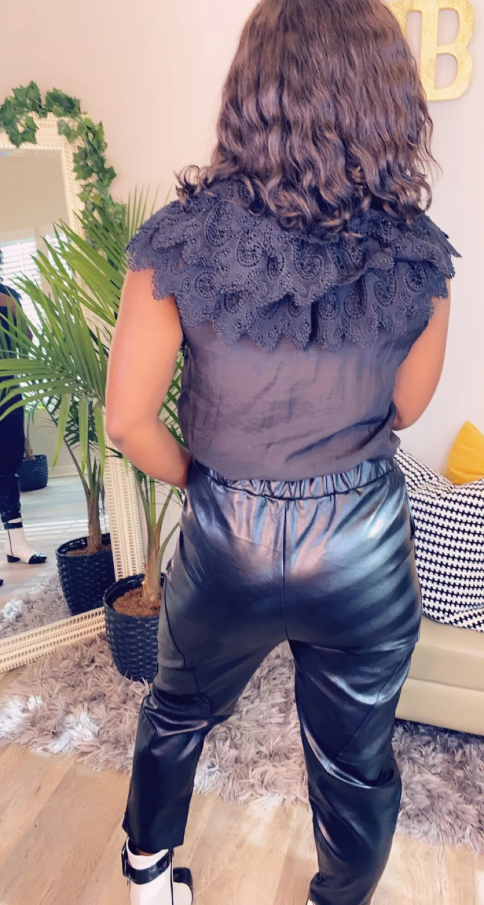 Black Vegan Leather Cropped pants