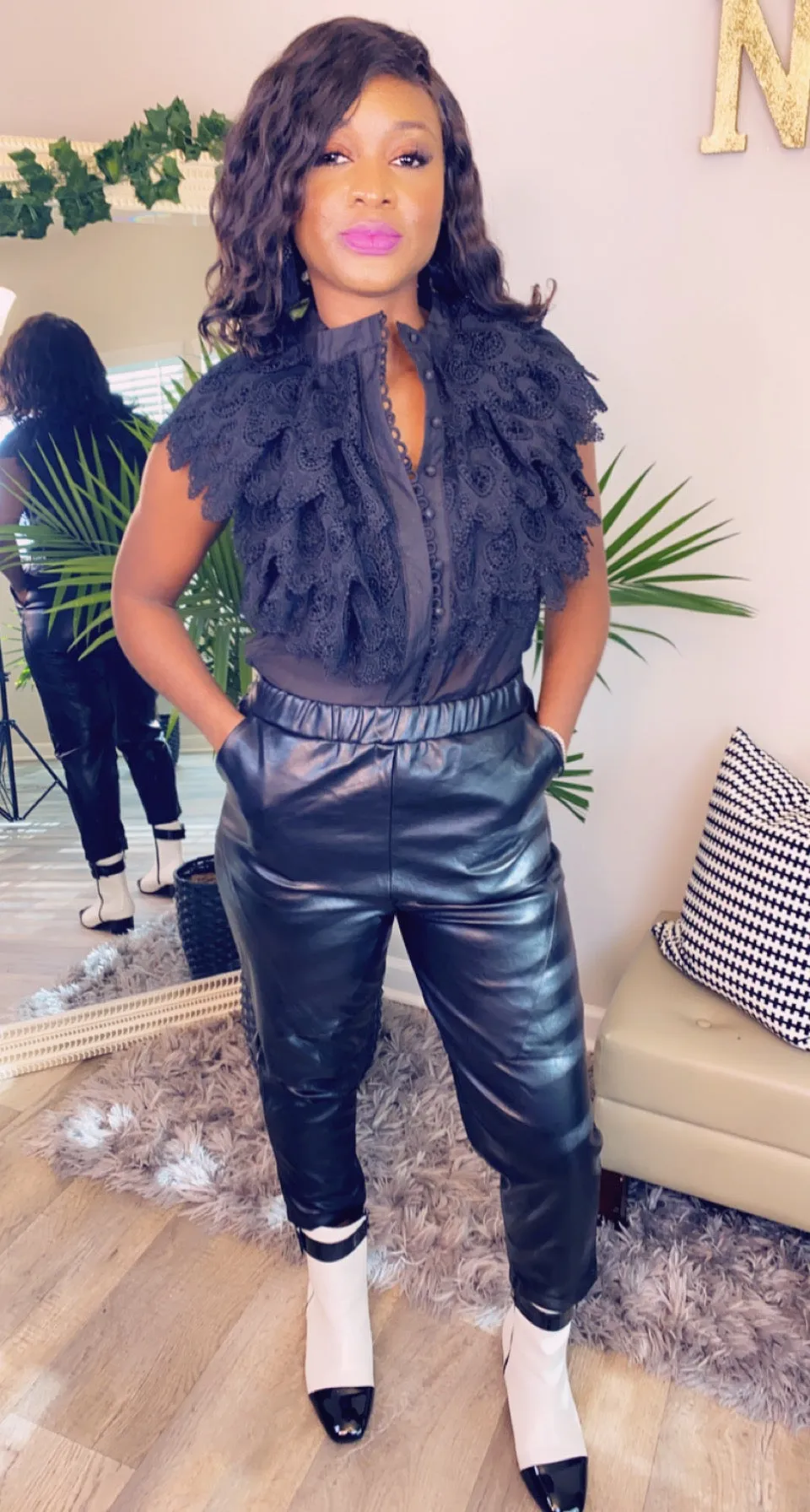 Black Vegan Leather Cropped pants