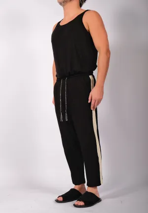Black Washed Cotton Trousers