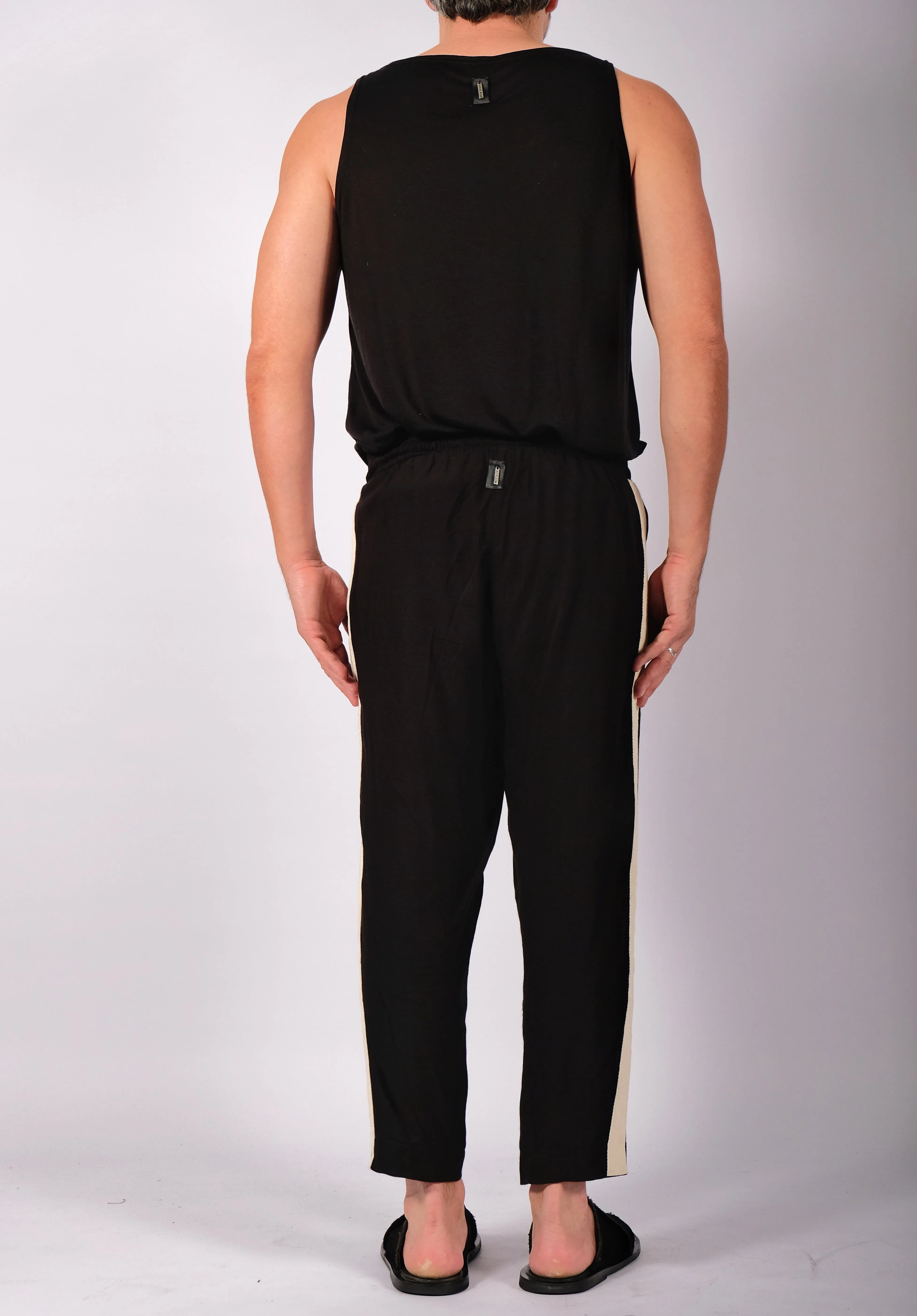 Black Washed Cotton Trousers