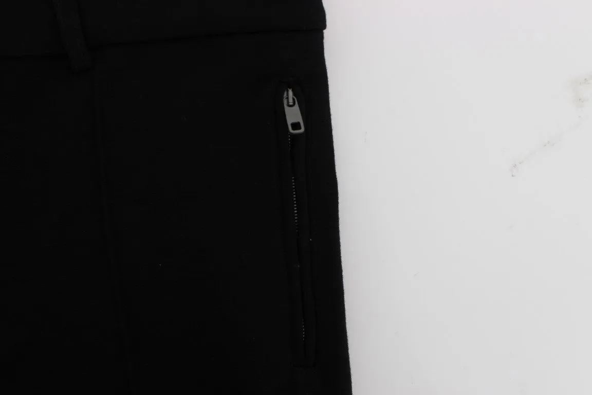 Black Wool Slim Fit Casual Pants