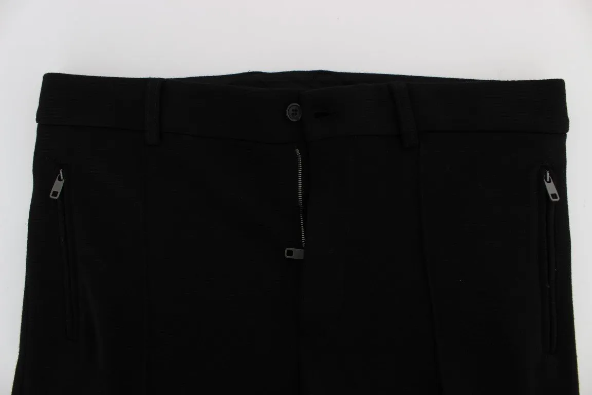 Black Wool Slim Fit Casual Pants