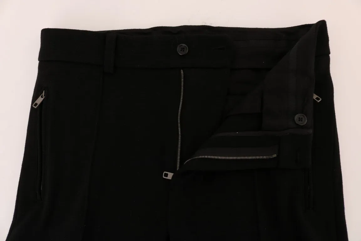 Black Wool Slim Fit Dress Pants