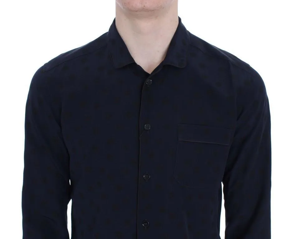 Blue Polka SILK Pajama Lounge Shirt
