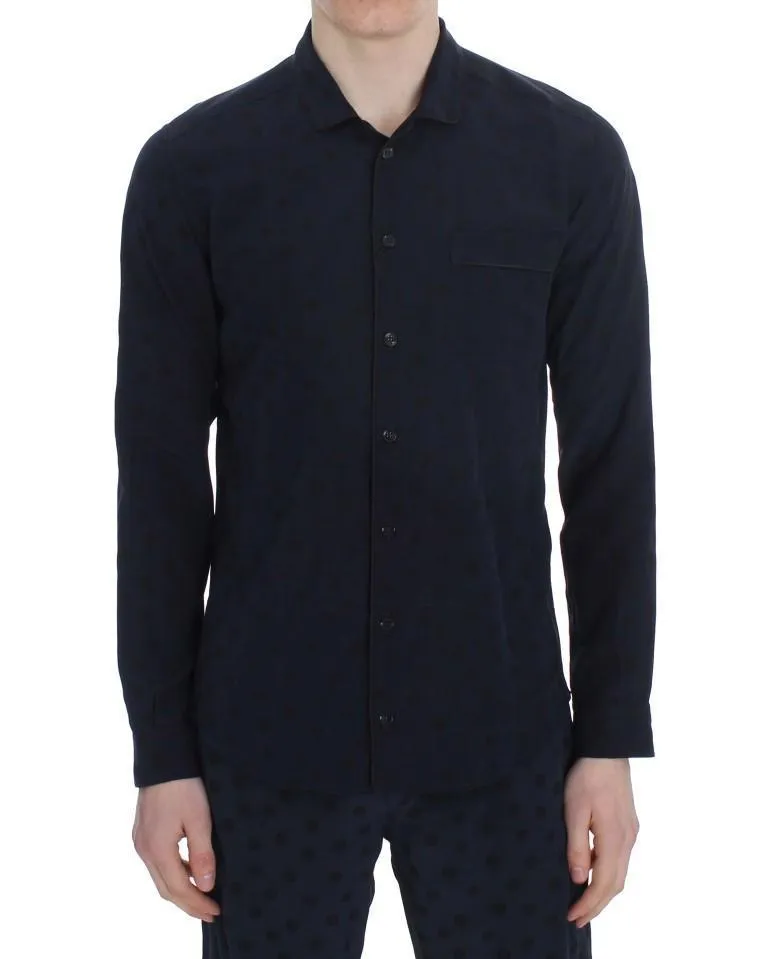 Blue Polka SILK Pajama Lounge Shirt