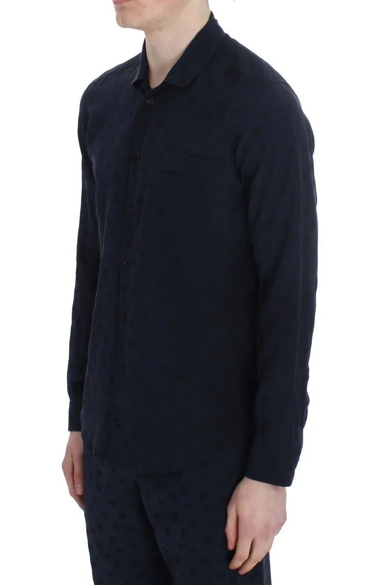 Blue Polka SILK Pajama Lounge Shirt