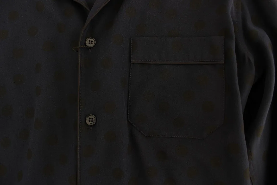 Blue Polka SILK Pajama Lounge Shirt