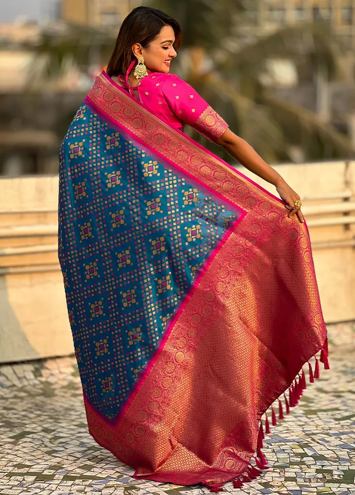 Blue Spun Silk Saree With Blouse Piece
