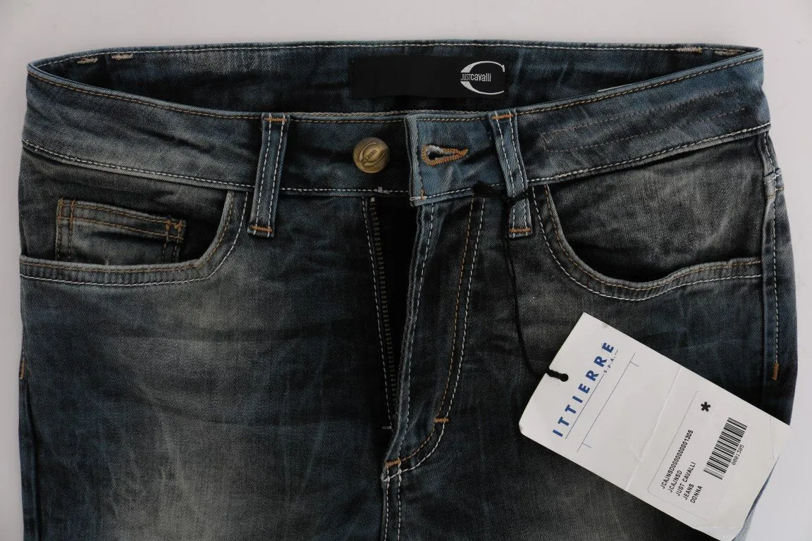 Blue Wash Cotton Blend Slim Fit Jeans