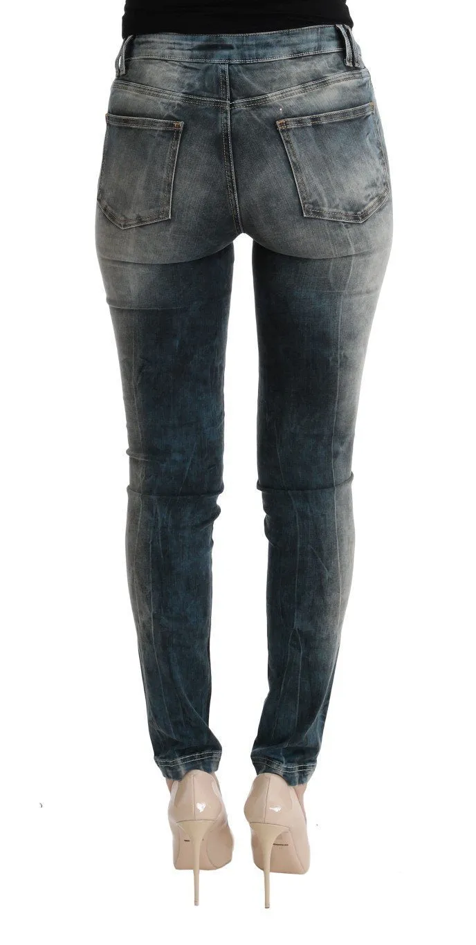 Blue Wash Cotton Blend Slim Fit Jeans