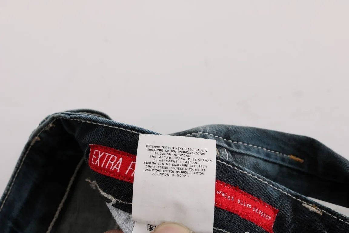 Blue Wash Cotton Blend Slim Fit Jeans