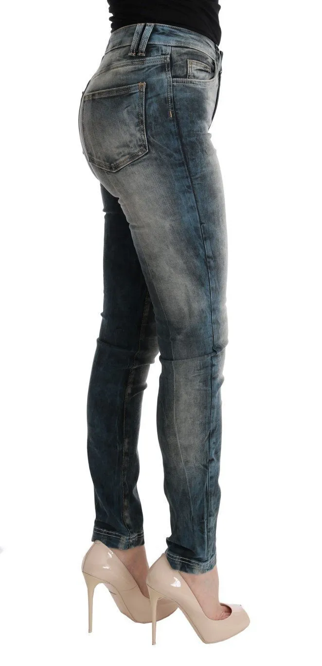 Blue Wash Cotton Blend Slim Fit Jeans