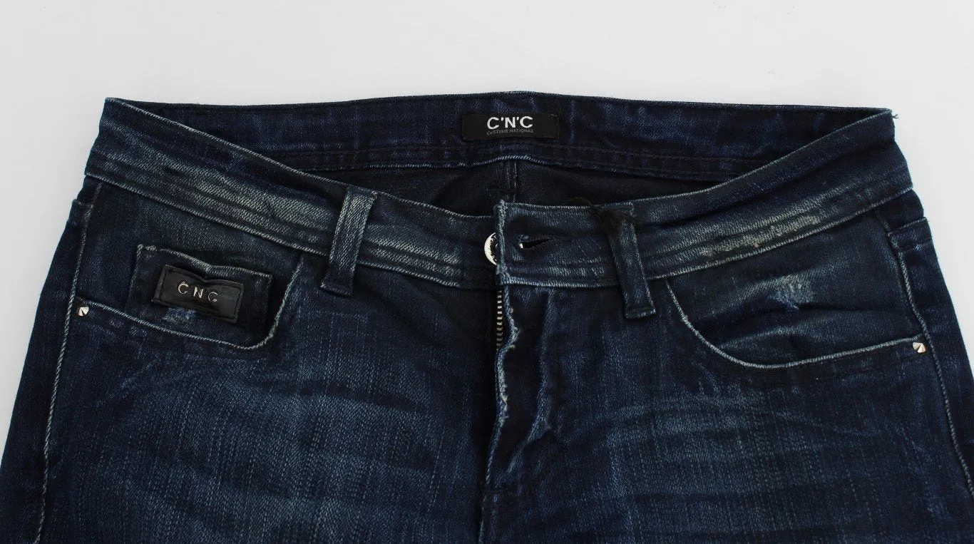 Blue Wash Cotton Slim Fit Skinny Jeans