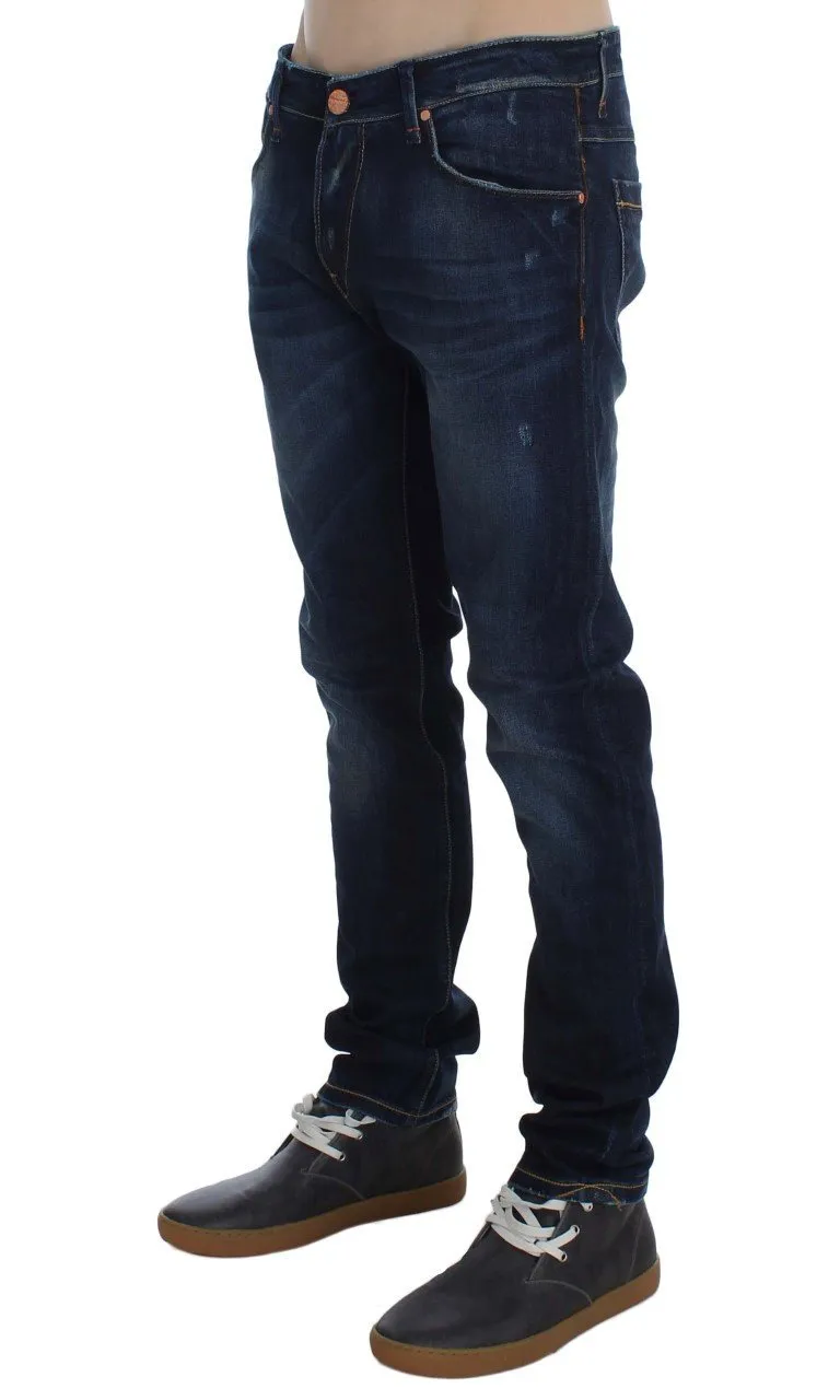 Blue Wash Denim Cotton Stretch Slim Fit Jeans