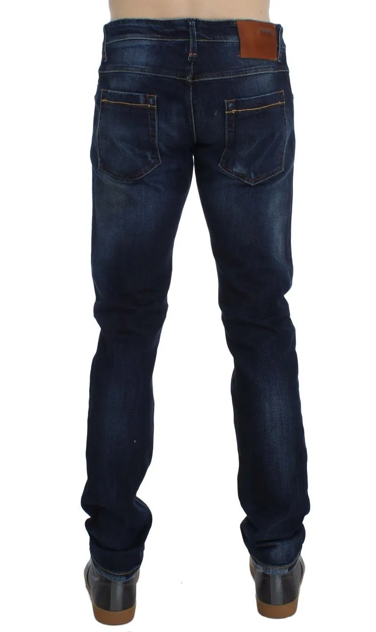 Blue Wash Denim Cotton Stretch Slim Fit Jeans