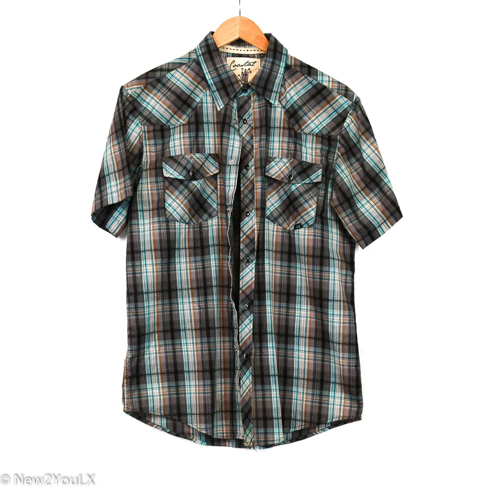 Blue/Brwn/Cream Plaid Button Up (Coastal)