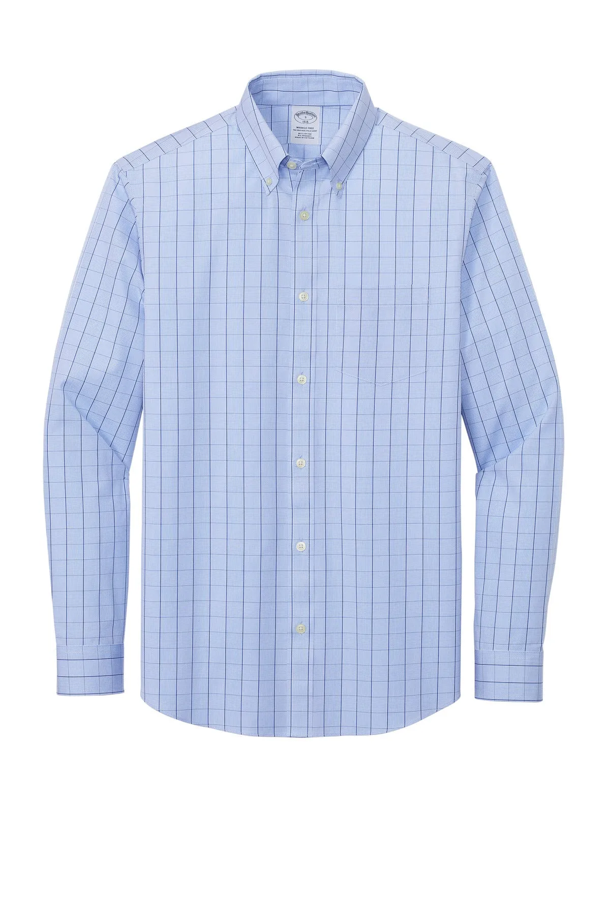 Brooks Brothers Wrinkle-Free Stretch Patterned Shirt BB18008 Newport Blue