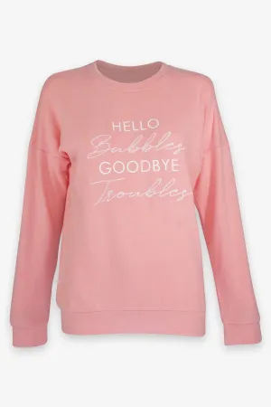 Bubbles-Troubles Long Sleeve Top in Light Coral