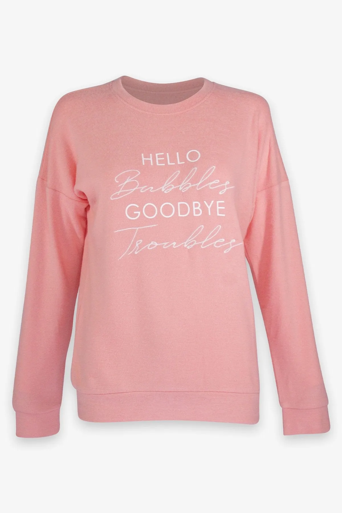 Bubbles-Troubles Long Sleeve Top in Light Coral