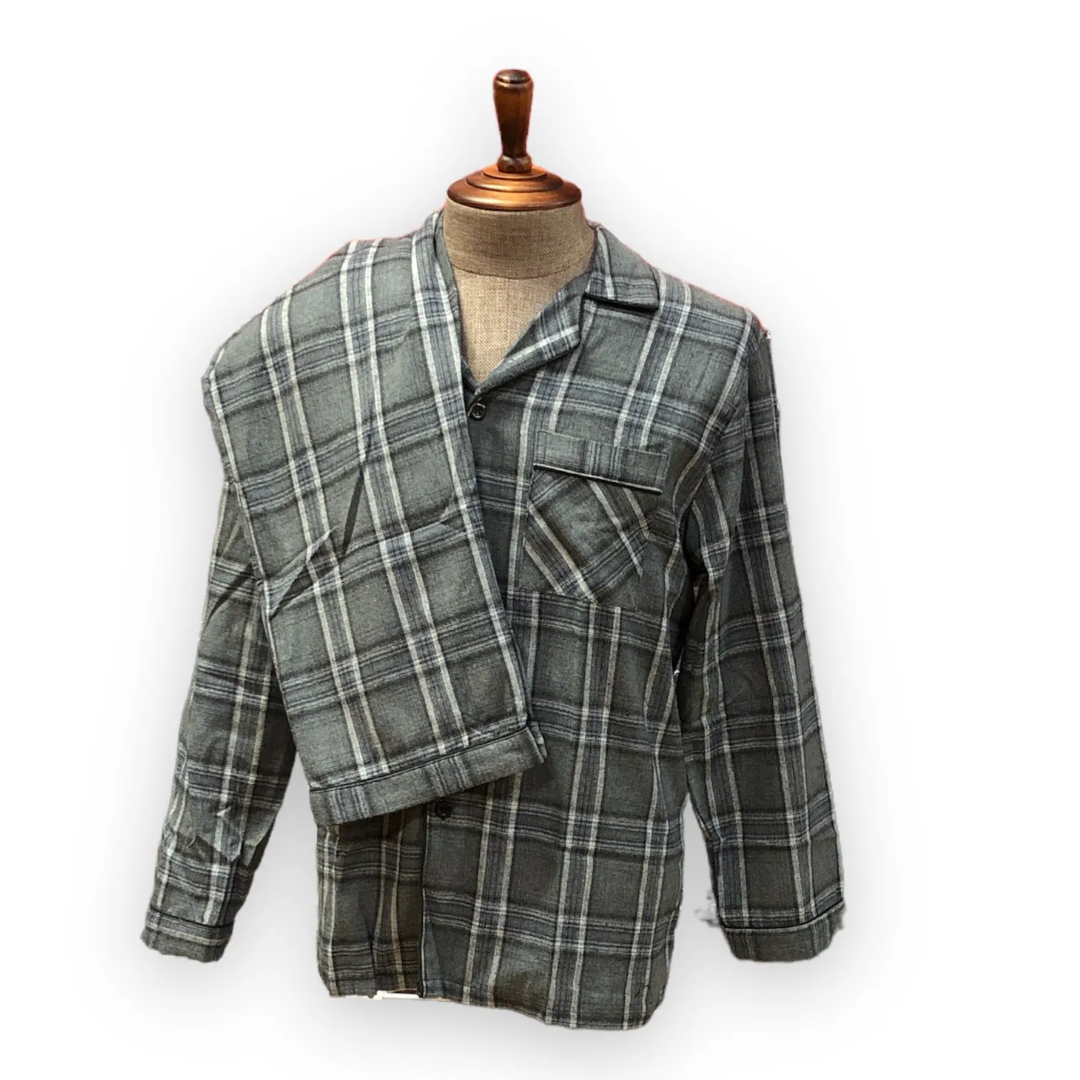 BULK BUY - Men's Two Piece Flannel Pajama Set with Matching Bottoms (8-Pack)