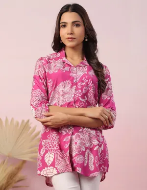 Buy Lapel Collar Pink Silk Tunic for Women Online - Zola