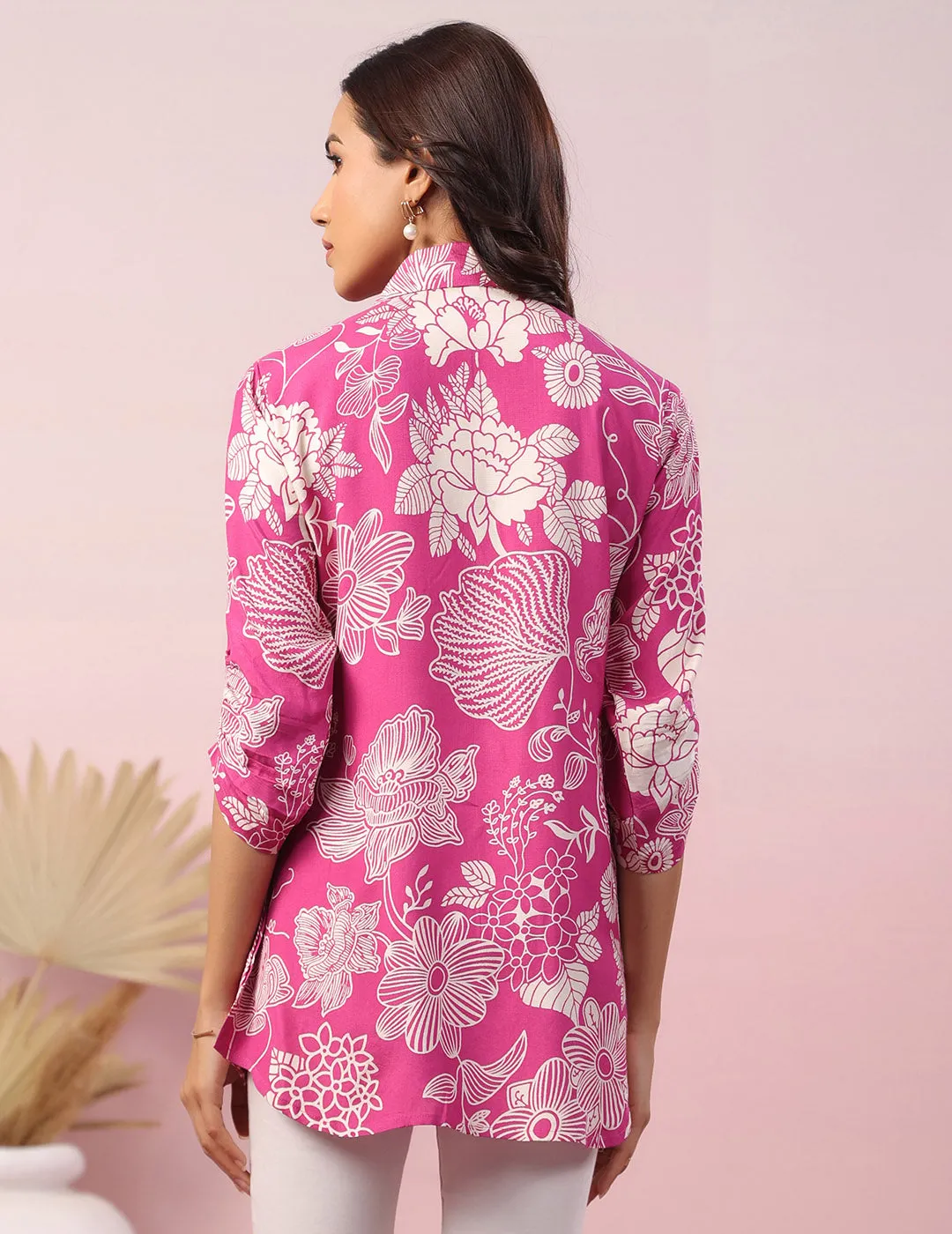 Buy Lapel Collar Pink Silk Tunic for Women Online - Zola