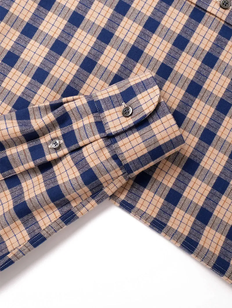 Camel/Navy Check Flannel Shirt