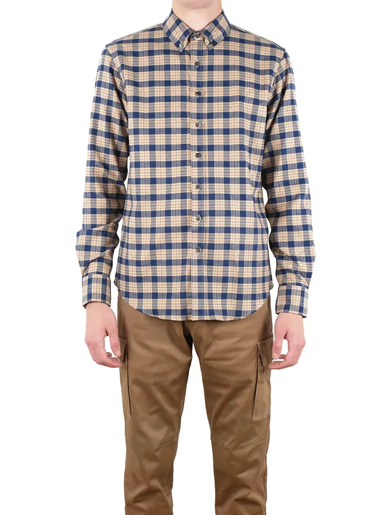 Camel/Navy Check Flannel Shirt