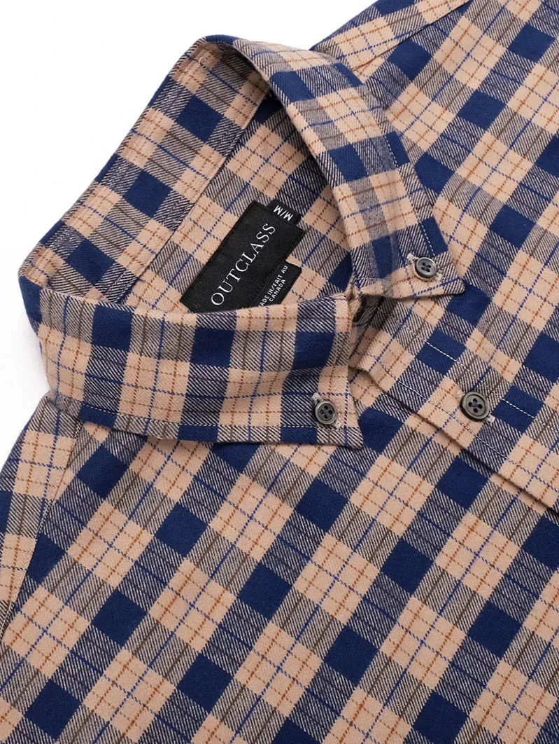 Camel/Navy Check Flannel Shirt