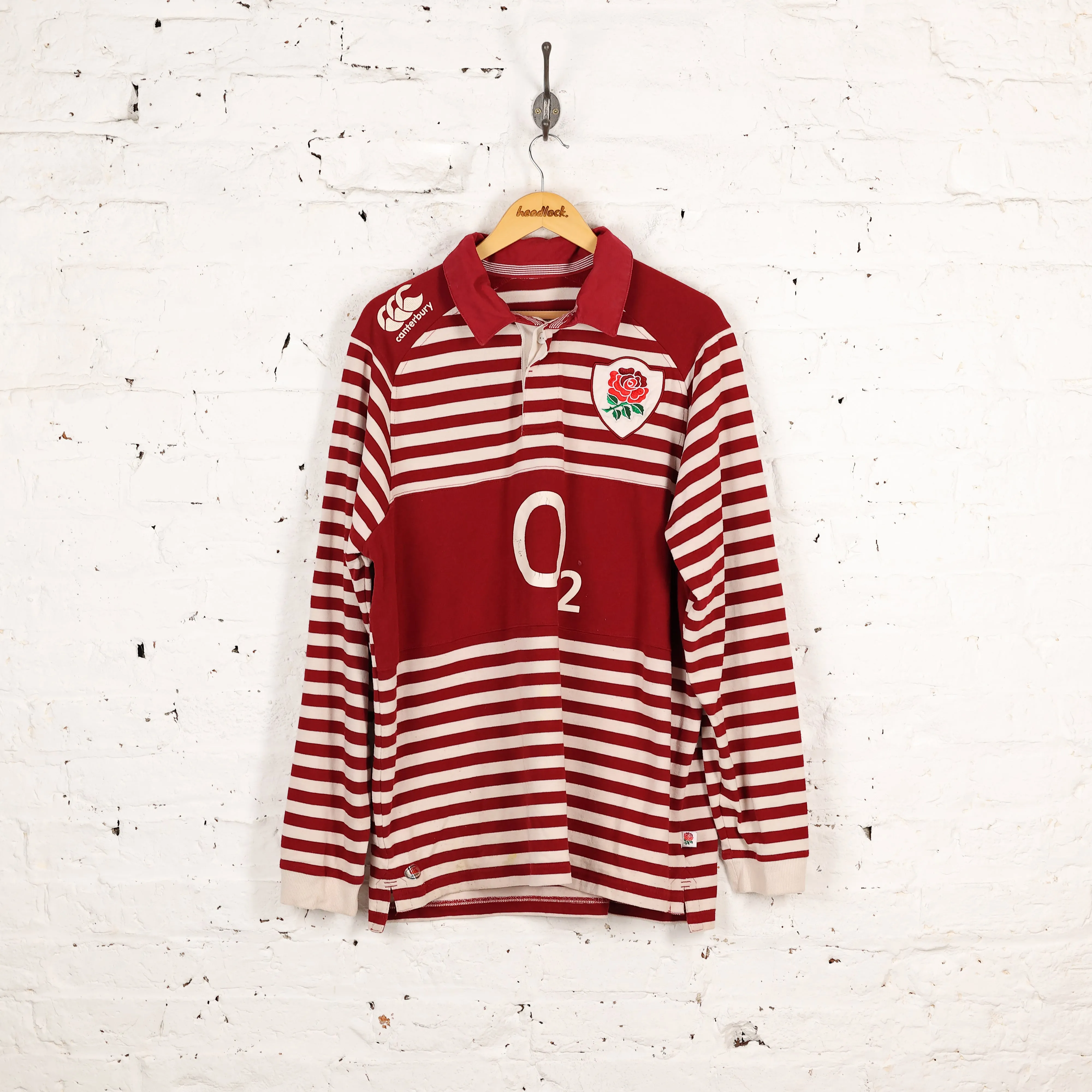 Canterbury England 2013 Long Sleeve Away Rugby Shirt - Red - XXL