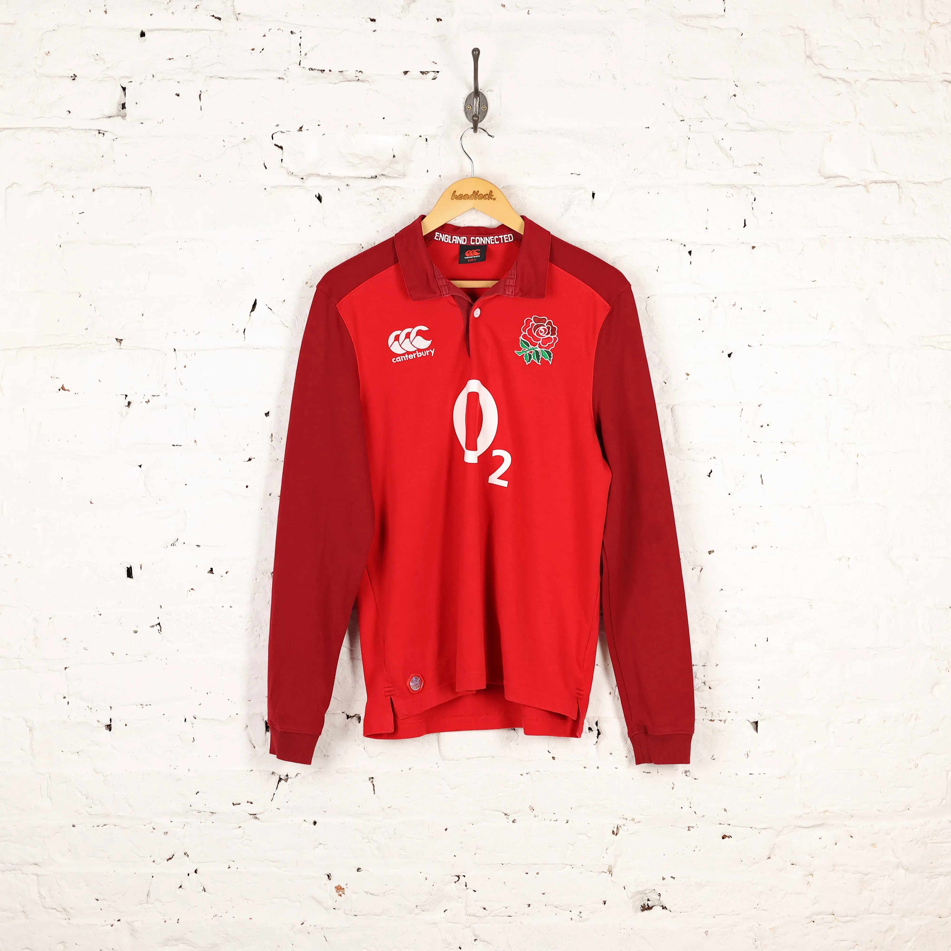 Canterbury England Long Sleeve Away Rugby Shirt - Red - S