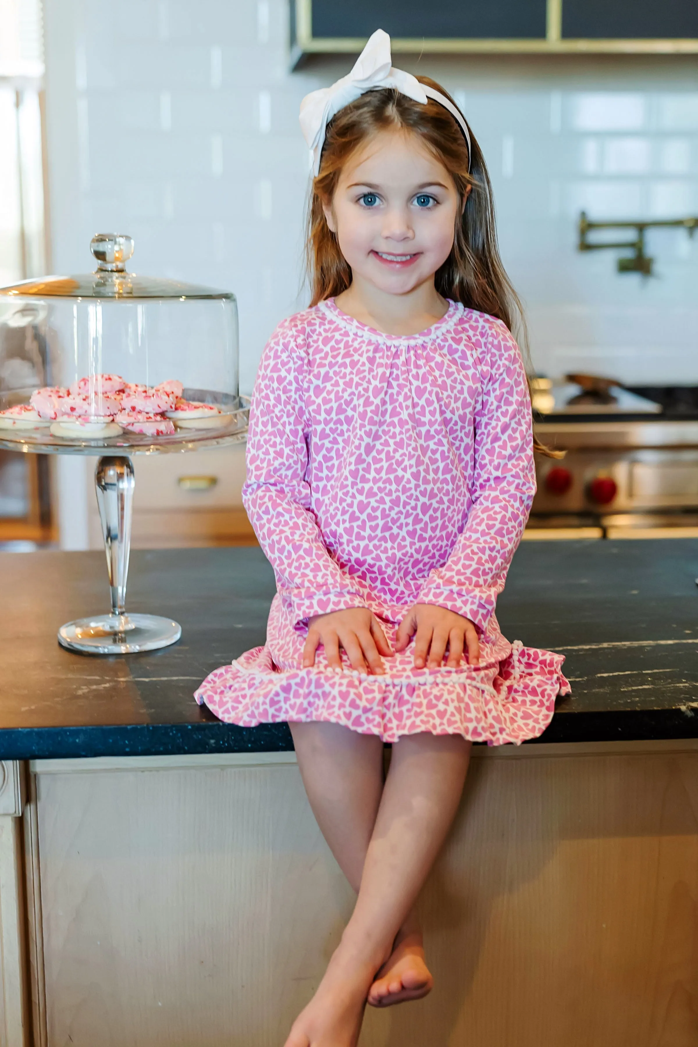 Carlin Girls' Pima Cotton Dress - I Heart You Pink