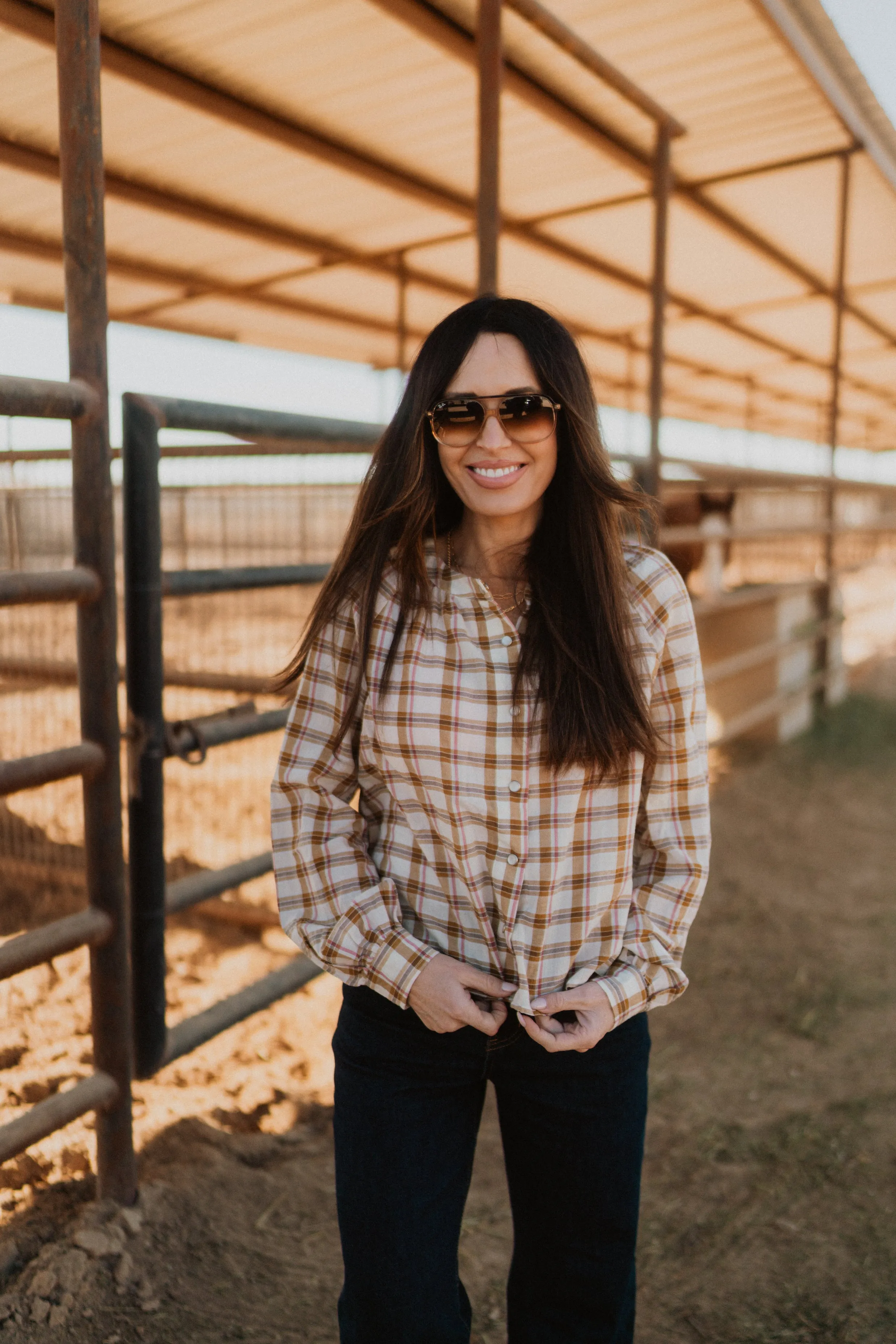 Catty Plaid Top