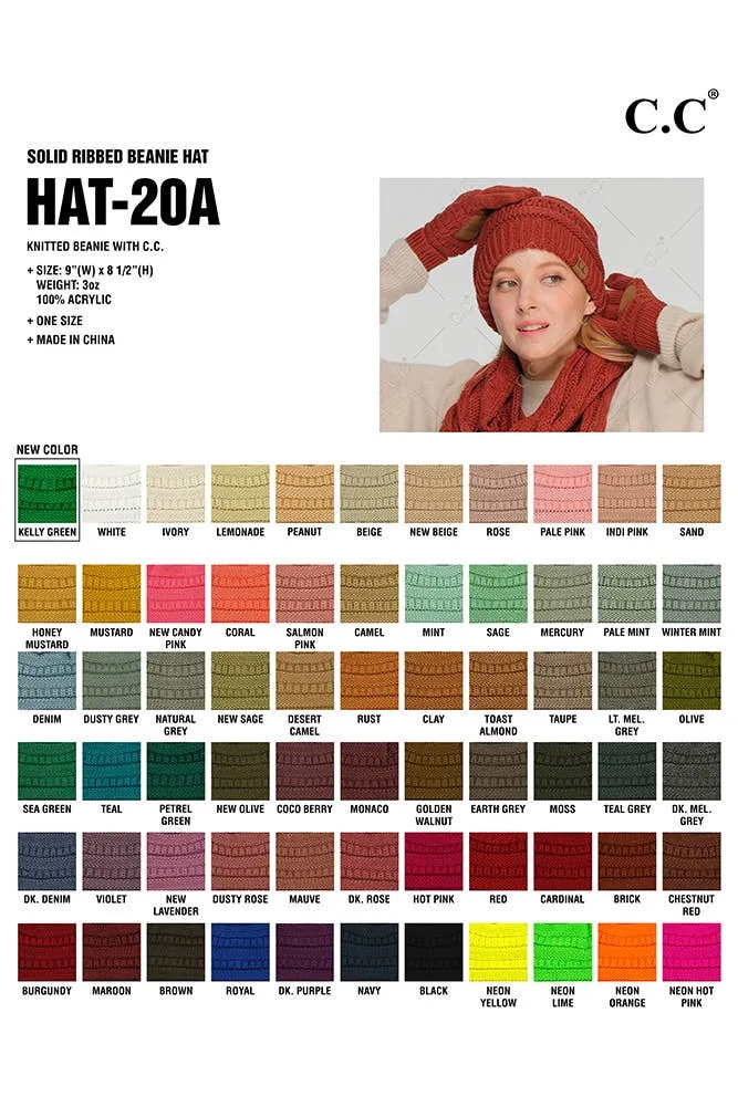 C.C Best Selling Cable Knit Classic Beanie Winter Hat