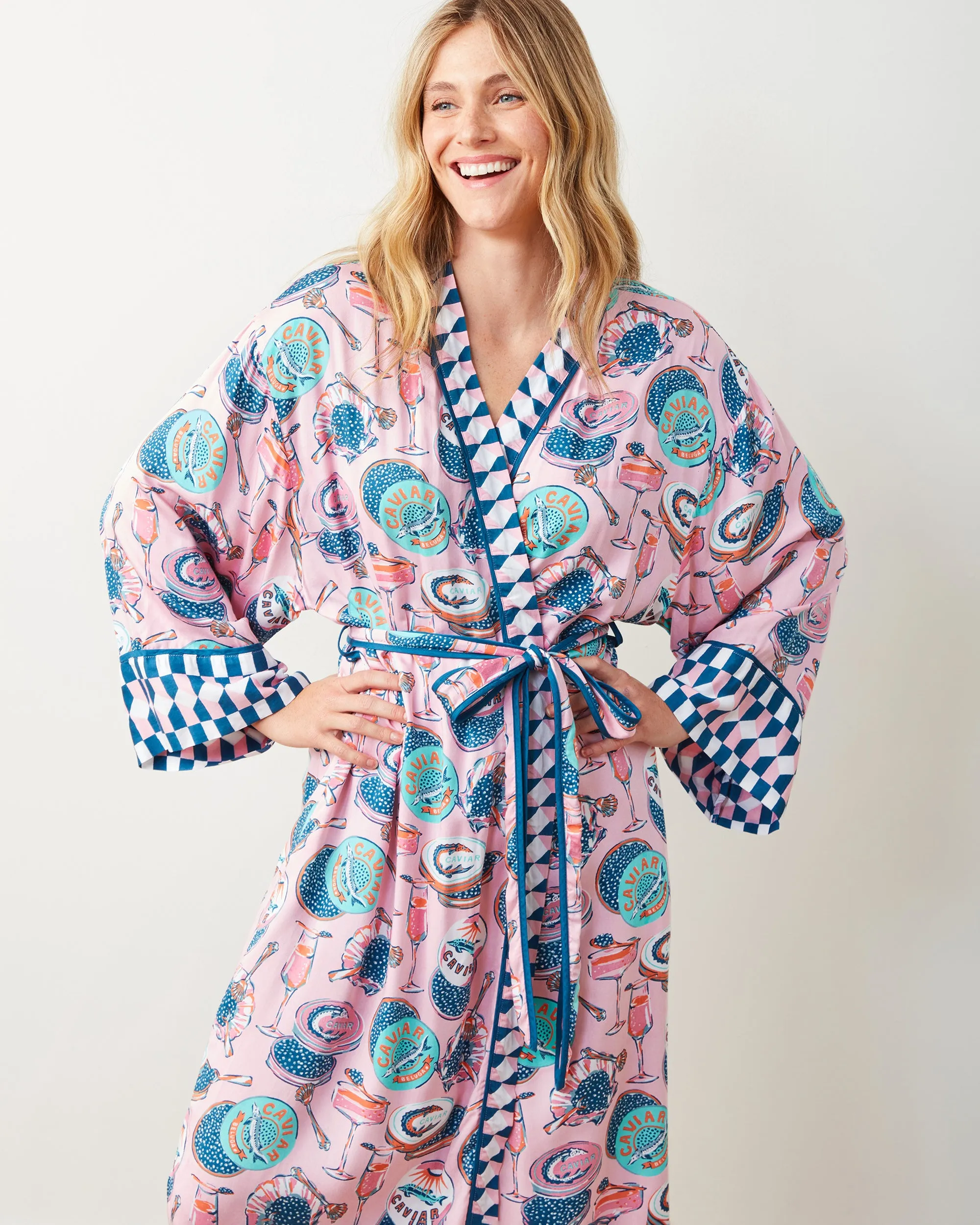 Champagne & Caviar - Satin Robe - Blush