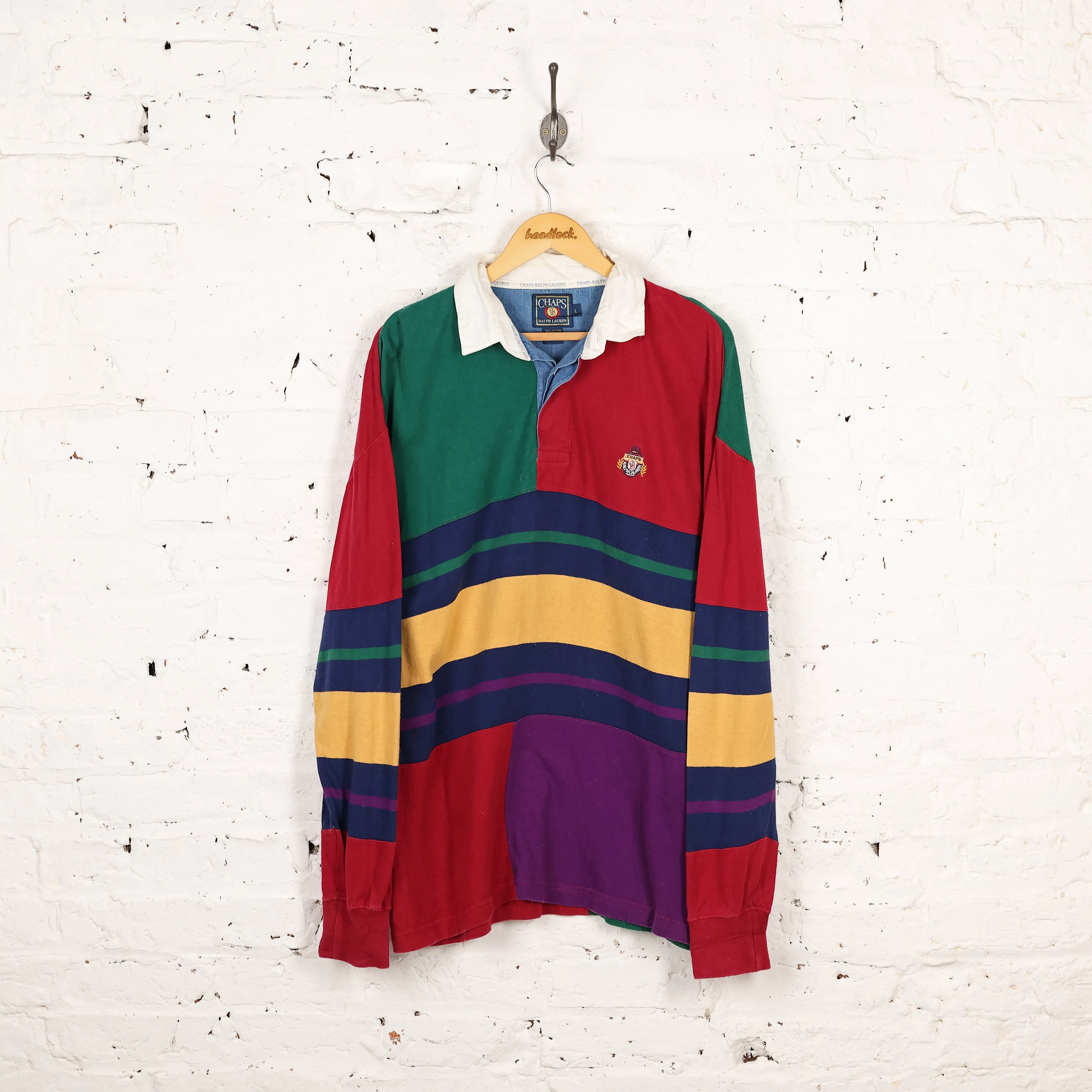 Chaps Ralph Lauren Rugby Polo Shirt - Blue/Red/Green - L