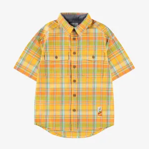 Chemise jaune et verte à carreaux, enfant || Yellow and green plaid shirt, child