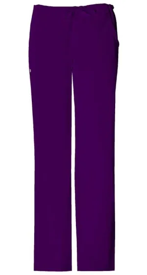 Cherokee Luxe 1066 Scrubs Pants Womens Low Rise Straight Leg Drawstring Eggplant
