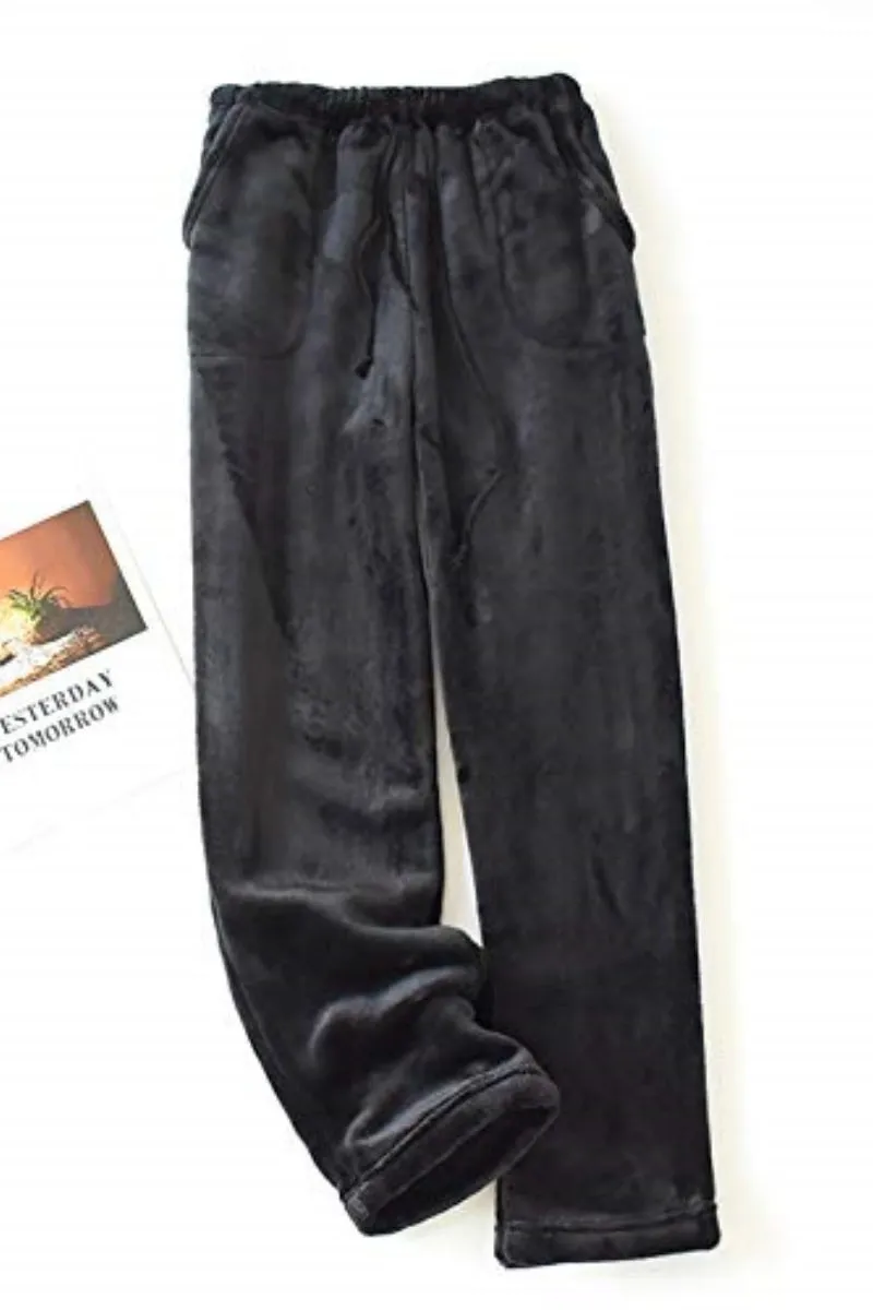 Chouyatou Womens Plaid Fluffy Pajama Pants Fuzzy Fleece Cozy Lounge Pants with Pockets Winter Warm Pj Bottoms