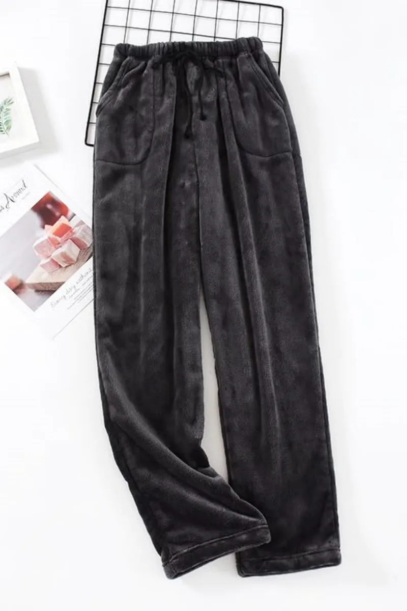 Chouyatou Womens Plaid Fluffy Pajama Pants Fuzzy Fleece Cozy Lounge Pants with Pockets Winter Warm Pj Bottoms