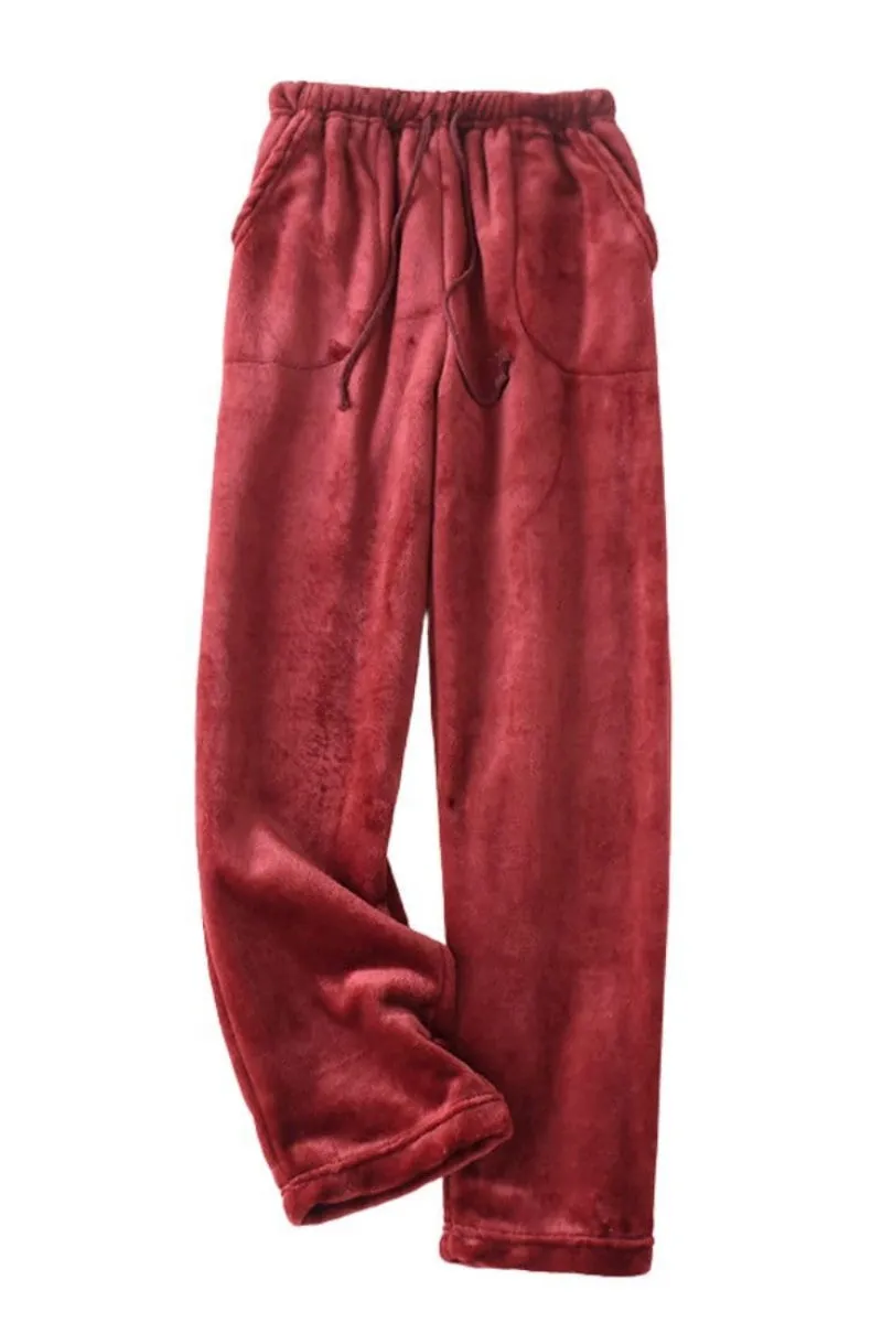 Chouyatou Womens Plaid Fluffy Pajama Pants Fuzzy Fleece Cozy Lounge Pants with Pockets Winter Warm Pj Bottoms