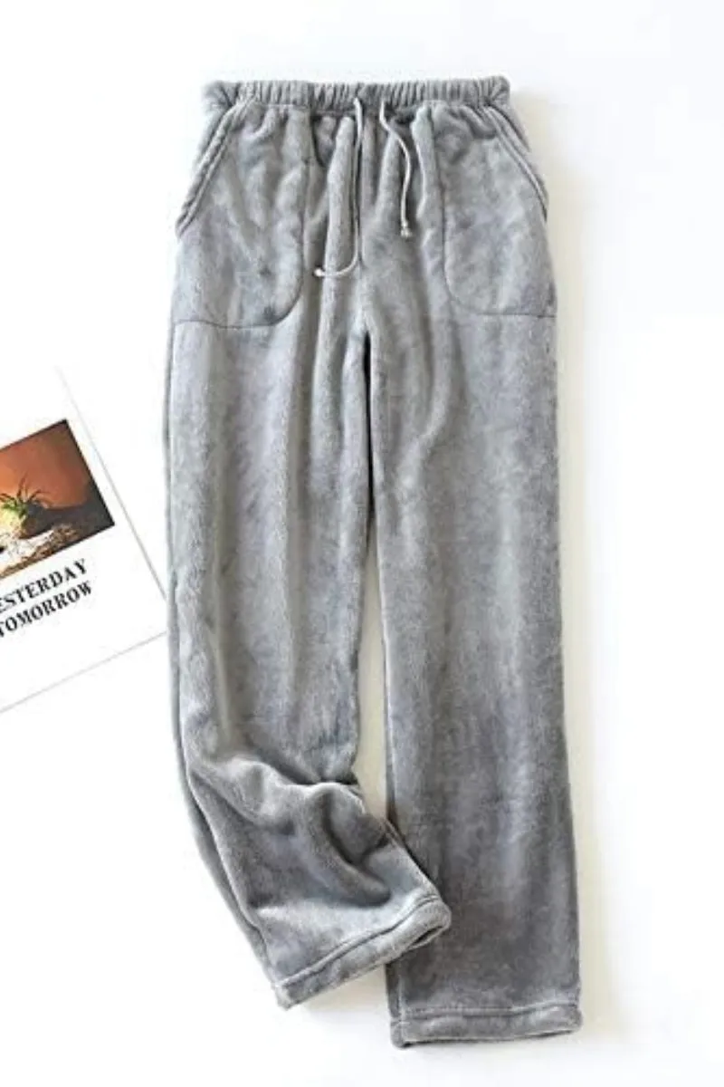 Chouyatou Womens Plaid Fluffy Pajama Pants Fuzzy Fleece Cozy Lounge Pants with Pockets Winter Warm Pj Bottoms