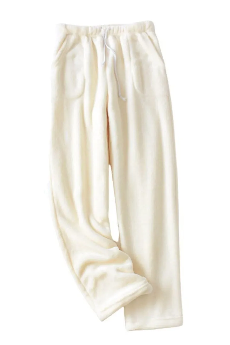 Chouyatou Womens Plaid Fluffy Pajama Pants Fuzzy Fleece Cozy Lounge Pants with Pockets Winter Warm Pj Bottoms