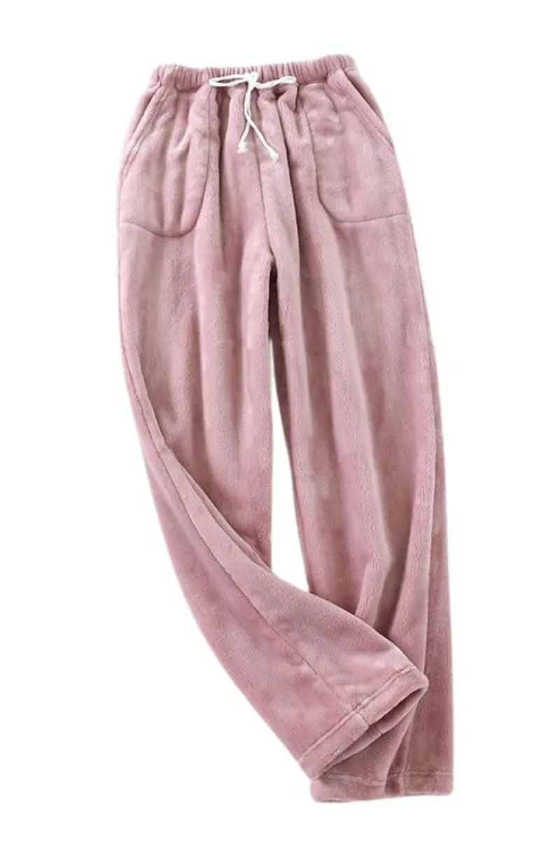 Chouyatou Womens Plaid Fluffy Pajama Pants Fuzzy Fleece Cozy Lounge Pants with Pockets Winter Warm Pj Bottoms