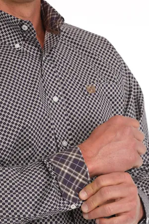 Cinch Men's Floral Print Button-Down Shirt - Purple