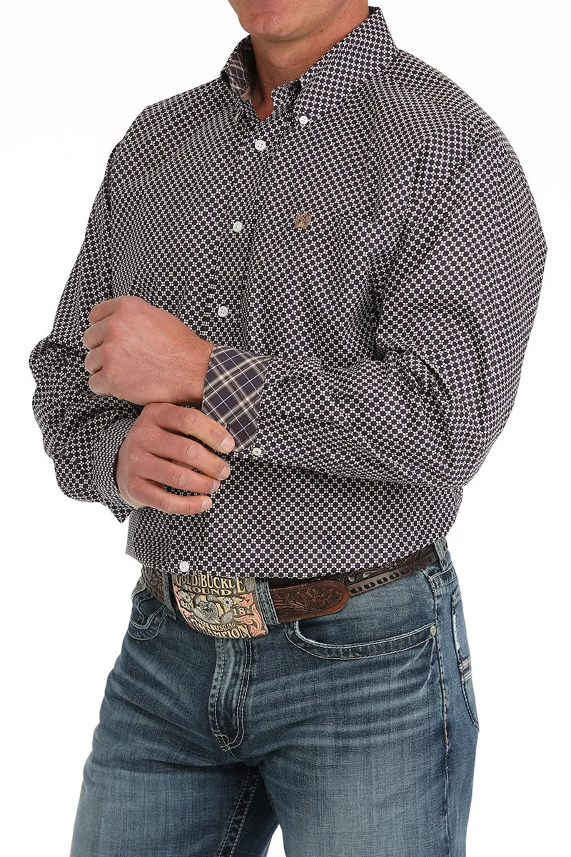 Cinch Men's Floral Print Button-Down Shirt - Purple