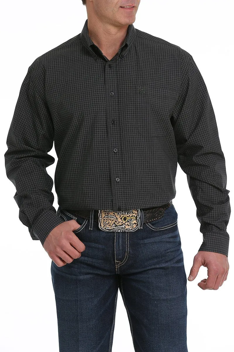CLMTW1104945BLK-S Mens L/S Plaid