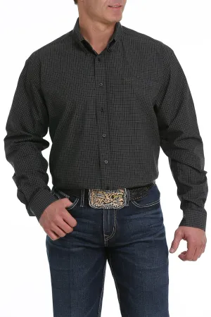 CLMTW1104945BLK-S Mens L/S Plaid