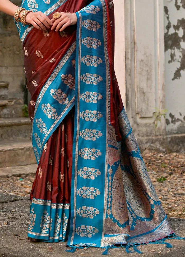 Coffee Spun Silk Saree With Blouse Piece